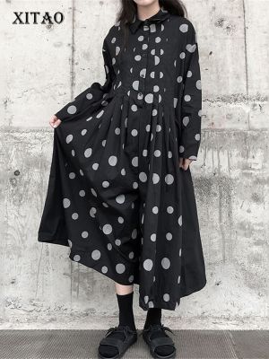 XITAO Dot Jumpsuits Fashion  Women Full Sleeve Goddess Fan Casual Black Jumpsuits