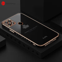 สำหรับ Oppo A15 A15s A35 2021กรณี,แฟชั่น INS 6D Electroplated Bling สาวคู่ตรงด้านข้าง Maple Leaf เคสโทรศัพท์ TPU นุ่มสำหรับ OPPO A15 / A15S / A35 (2021)