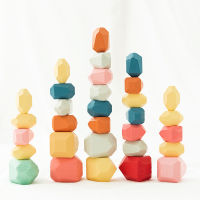 DIY Montessori game Wooden toys rainbow wood Stone Jenga Building Block Educational Toy Creative Stacking Game Rainbow Toy