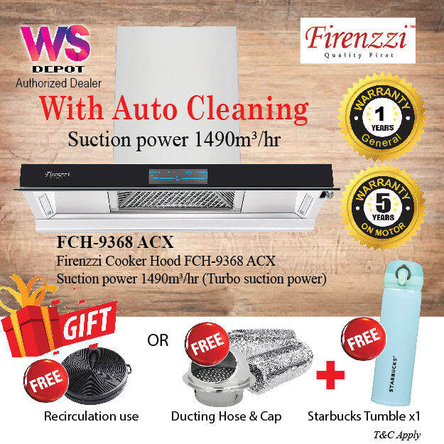 FIRENZZI FCH9368 ACX Intelligent Series Cooker Hood Auto Clean Chimney Cooker Hood Lazada