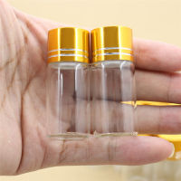 50 pcslot 22*50mm 10ml Tiny Glass Bottle Golden Plastic Cap Mini Test Tube Spices Small Glass Jars Container Decorative Vials