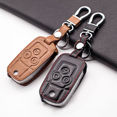 ☫ Leather Key Fob Case Cover For Honda Accord Civic Pilot CRV For Acura Spiral 3Button Flip Remote Keyless Accessories Shell