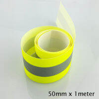 50 มม. (2 ") x1 เมตร Fluorescein สีเหลืองสะท้อนแสงวัสดุผ้าทนไฟเย็บบนเทป-tw4f