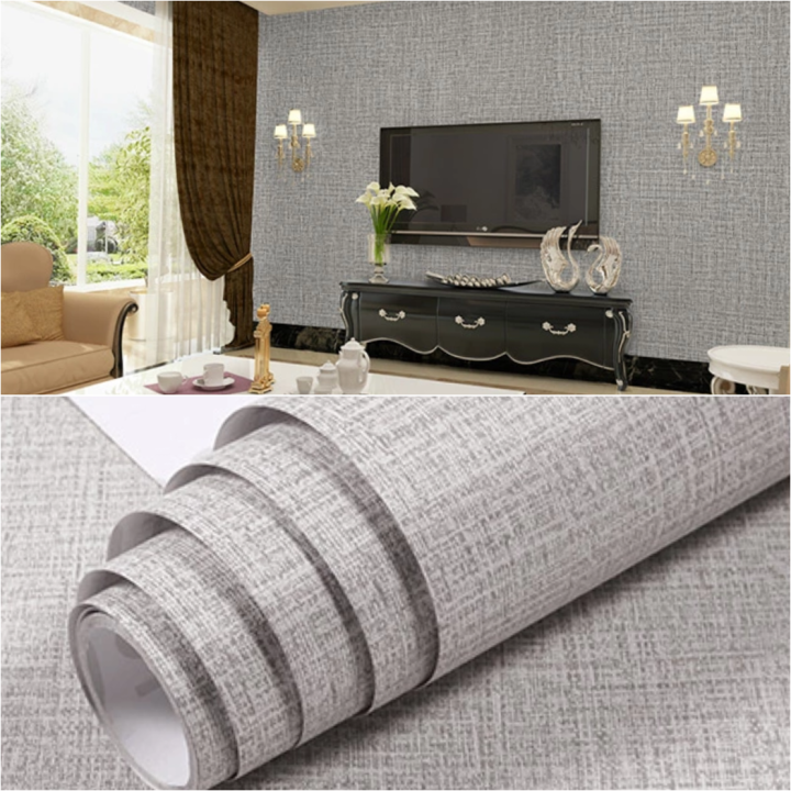 Wallpaper Sticker Dinding Polos Abu Abu Berserat 10 m x 45 cm Lazada Indonesia