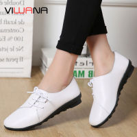 VIWANA Flat Shoes Size 35-41 Leather Soft Sole Boat Korean Loafers Flats