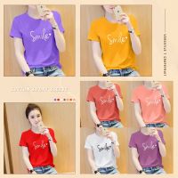 Womens 100 cotton letter T-shirt all-match solid color plus size top womens clothing