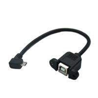 90 Derajat Kiri Miring Micro USB 5pin V8 Kabel Male Ke USB B Female PANEL MOUNT Kabel dengan Sekrup 20 Cm