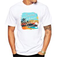 2023 Mens New Beach Sunset Design Short Sleeve T Shirt Cool Sunrise Printed Tops Hipster Tee| |   - AliExpress