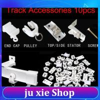 JuXie store 10pcs Curtain Runner Pulley Metal Side Mounting Bracket Fixed Top Clamping Rail End Cap Track Rail Accessories