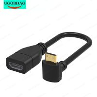 อะแดปเตอร์ที่เข้ากันได้กับ HDMI Mini HDTV ชายสายเคเบิลเชื่อมต่อHDTV หญิงตัวแปลงต่อขยายมุมสายเคเบิลอะแดปเตอร์90องศา HD สำหรับกล้องคอมพิวเตอร์แท็บเล็ต