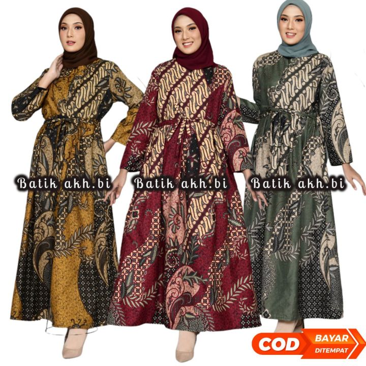 Baju Gamis Wanita Terbaru 2022 Gamis Batik Wanita Busui Cantik S M L Xl