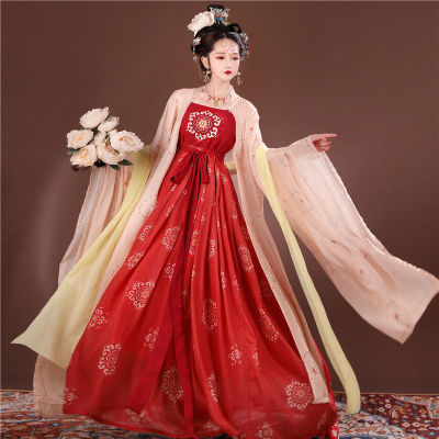 2021 Original Hanfu หญิง Fanghua กระโปรง Myrobalan,กระโปรงแขนใหญ่และผ้าไหมแท้สำหรับฤดูร้อนและฤดูใบไม้ร่วง