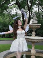 Milk Bear and Cat: Angel Contractx White Strap Top Dress Halloween Ballet Style Princess