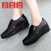 Kulit Kasual Perempuan Kasut Hitam Lembut Wanita Hamil Loafers Shoes Formal Gifts for Mother