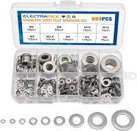 684/360pcs Stainless Steel Flat Washer Plain Gaskets Assortment Kit Spacers Kit Screw Bolt Fastener Metalwork M2 - M10 Nails  Screws Fasteners