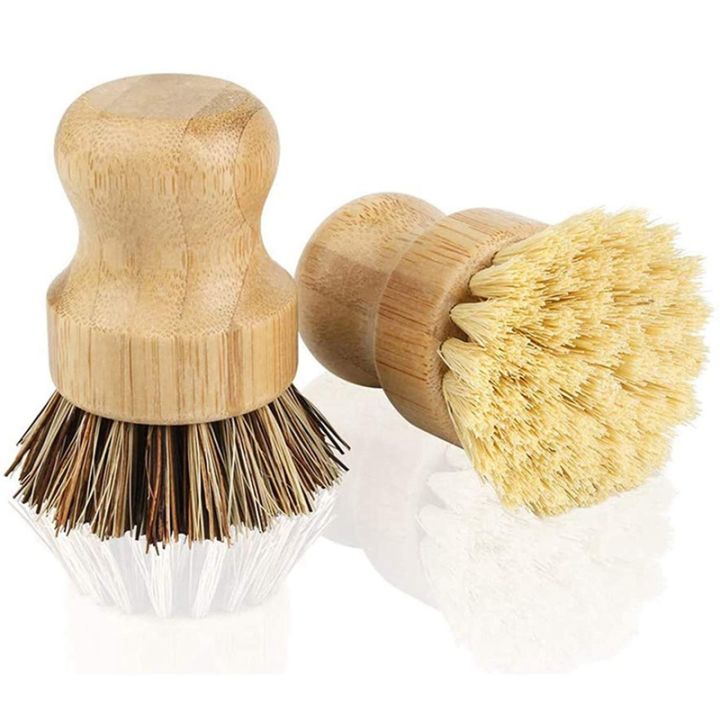 2pcs Kitchen Brush Soft Bristle Brush Pot Brush Bamboo Scrub Brush