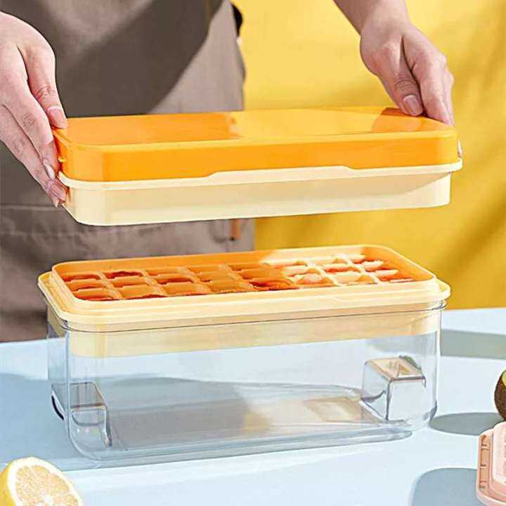 Ice Lattice Ice Cube Tray with Lid and Bin 2 Pack Ice Cube Trays