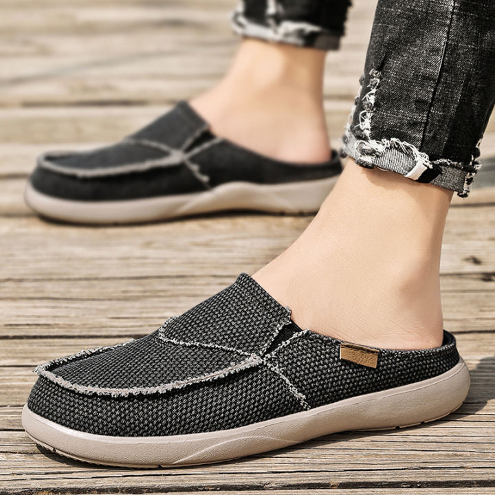 รองเท้าเปิดส้นรองเท้าเปิดส้นขนาดใหญ่สำหรับผู้ชายรองเท้าผ้าใบ-sepatu-slip-on-รองเท้าเปิดส้นรองเท้าลำลองรองเท้าสลิปออนรองเท้าลำลองสำหรับผู้ชาย-sepatu-slip-on