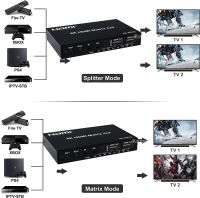 4X2 HDMI Matrix 4K 60Hz สวิตเชอร์เมทริกซ์ HDMI 4 In2อก4X2กับเครื่องกระจายสัญญาณ HDMI HDR เครื่องแยกสัญญาณเสียงสำหรับ PC PS5 HDTV HDCP2.2