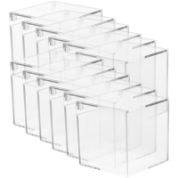 12 Pcs พลาสติกใสคอนเทนเนอร์กล่องเก็บเครื่องประดับสแควร์6X6CM ฝาปิดขนาดเล็ก Mini Organizer อะคริลิคใส Tiny