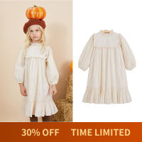 2022 New Girls Embroidery Dress Kids Teenager 100 Cotton Spring Baby Soft Ruched Rufflles Puff Sleeve, #6910