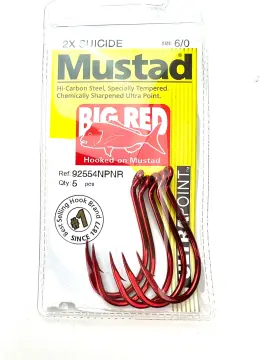Mustad Red Baitholder-Size 6 Qty 10-92668npnr-Chemically Sharpened Fishing  Hooks