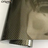 50x300cm Gold Diagonal 2D Carbon Fiber Glossy Carbon Fiber Vinyl Film Car Wrap Foil with Air Release