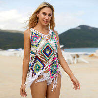 Pareo Beach Beachwear Tunic 2021 Summer Sleeveless Crochet Knitted y Bathing Suit Cover Ups For Swimwear Women