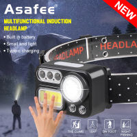 Asafee 400LM 672 XPE+COB+3*LED super bright outdoor headlight camping mountaineering headlight built-in battery 8 gear press induction switch IPX4 waterproof