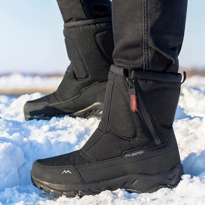2021 New Men Boots Winter Warm Snow Boots Men Comfortable Outdoor Hiking Boots Side Zipper Shoes Men Breathable Couple Sneakers