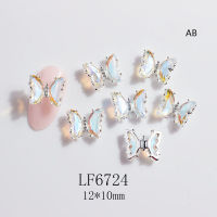 100pcsLot Crystal Nail Butterfly Alloy Aurora Holographic 3D Butterflies Rhinestones Jewelry DIY Manicure Accessories