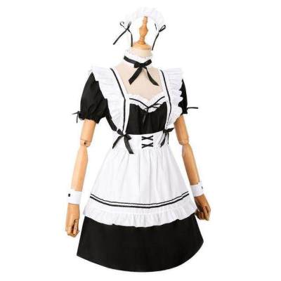 Japanese Anime Cosplay Costumes Black White Women Maid Dress Gothic Lolita Cosplay Dress Cute Kawaii Dresses Halloween Costume