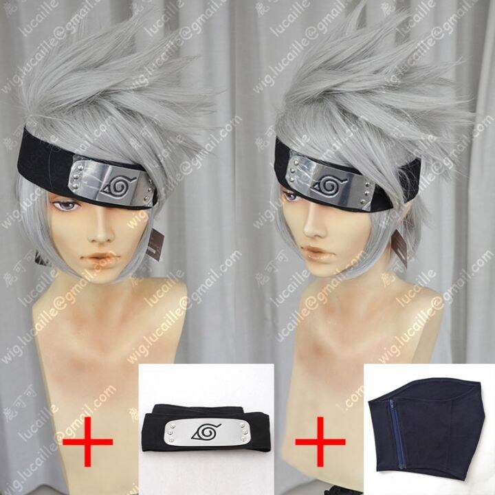 Anime Hatake Kakashi Short Layered Silver Grey Heat Resistant Hair ...