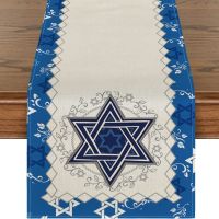 【LZ】☃✆  Hexagon Passover Table Runner Jewish Menorah Hanukkah Holiday Kitchen Table Decorations Indoor Outdoor Home Party Decor