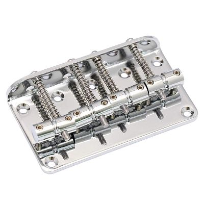 Hard Tail Fixed Bridge Compatible with 4 String Jazz Bass or Precision Bass Style Top Load Chrome