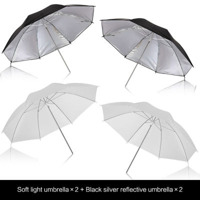 Reflective Umbrella Photo Studio Set 33  84 cm Silver White Soft Light Umbrella + Dual-use 4 Pieces Photography Accessories