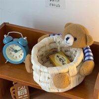 South Korea ins wind cute cartoon bear receive straw basket desktop office sundry receive basket