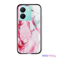 Volans เคส Vivo Y36 Y36 5G หรูหราอาร์ตหินอ่อนภาพวาดสีน้ำมันรุ้งไล่ระดับสีกระจกเทมเปอร์ปลอกฝาหลัง