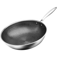Stainless Steel Wok Kitchen Cookware Deep Frying Pan Woks Gas Stove Griddle Stir-fry Induction Traditional Electric Lid