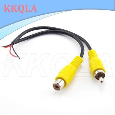 QKKQLA 15cm 2pin Car Rca Female / Male Audio Cable Av Single Video Stereo connector extension wire lead diy repair wire