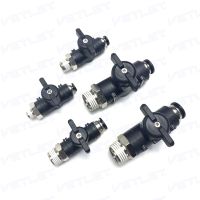 BSPT male connector 4/6/8/10-01/02/03 Male Straight Black Plastic Brass Handle Ball Valve Air Pneumatic