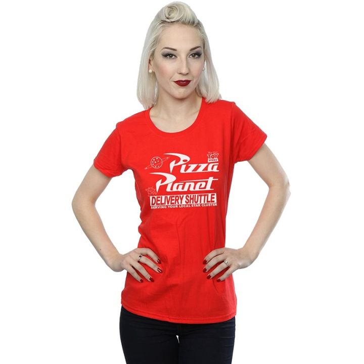 ดิสนีย์เสื้อยืดลำลอง-disney-womens-toy-story-pizza-planet-logo-t-shirt-t-shirt