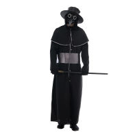 Men’s Medieval Plague Doctor Cosplay Costume Scary Halloween Black Death Outfits Carnival Easter Purim Fancy Dress