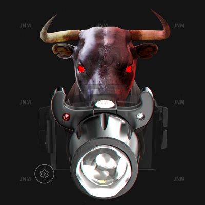 ไฟฉายคาดหัว LED T6 การเหนี่ยวนำ IR พลังงานสูง USB ชาร์จไฟได้ สำหรับตกปลา ตั้งแคมป์ รุ่น Bull Demon King