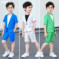 【CC】 Boys Short Sleeve Jacket Shorts Formal Kids Color Blazer Sets Children Tuxedo Toddler Costumes