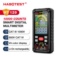 HABOTEST โวลต์มิเตอร์ RMS ของแท้แรงดันไฟฟ้า DC AC ป้องกันการเผาไหม้แบบอัจฉริยะ HT129มัลติมิเตอร์แบบดิจิทัล10000เครื่องมัลติมิเตอร์แบบชาร์จไฟได้