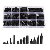 320/300/250pcsM2 M2.5 M3 Black Plastic Nylon Insulated Hex Standoff Hexagon Pillar Spacer Column Screw Nut Assortment Kit Set