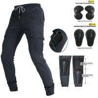 ㍿✢❉ VOLERO New Motorcycle Riding Pants Jeans Casual Multi-pocket Small Foot Belt Protection Wear-resistant Men and Women Spring