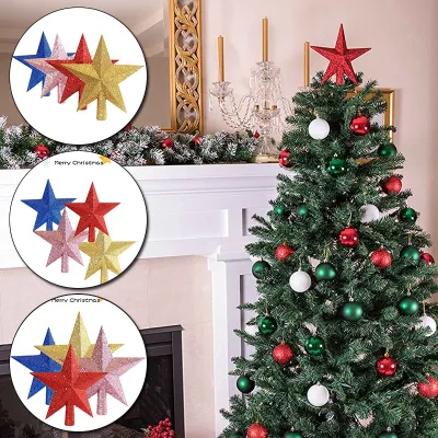 15/20cm Christmas Decorations Christmas Tree Top Star Five Pointed Star Pendant Ornament For Christmas Tree Topper Supplies