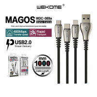 สายชาร์จ WK รุ่น WDC-089 สาย USB กระแสไฟ 2A สำหรับ โทรศัพท์ รองรับสายชาร์จ Micro iPH TYPE-C